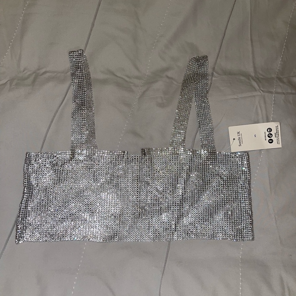 Metallic Rhinestone Silver Top - Picture 5 of 8